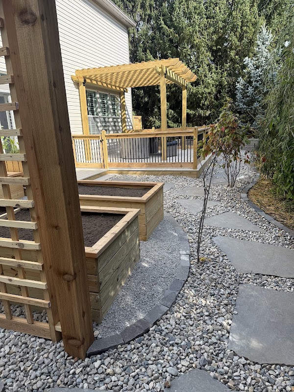 Retaining wall and landscaping